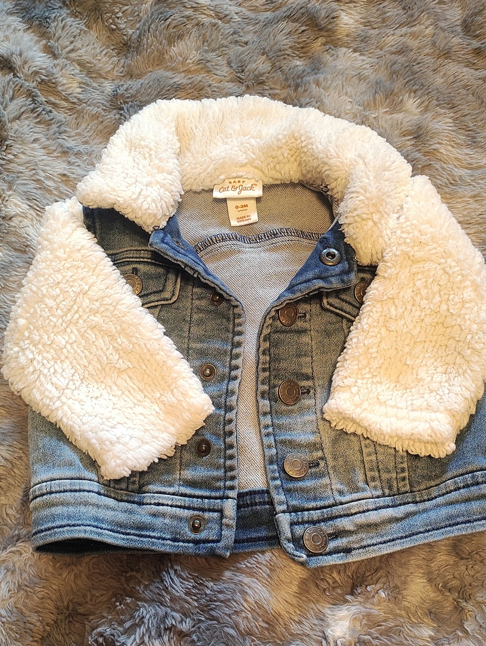 Baby Cat & Jack Light Blue Denim Jacket with Cream Sherpa Lining
